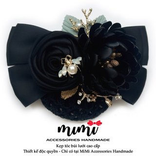 🎀 MiMi Kẹp búi lưới cao cấp 🎀 Kẹp tóc thời trang nữ gắn chùm hoa phù hợp cho văn phòng, ngân hàng, trung niên