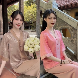 Đồ lam bộ đi lễ chùa nữ - set lụa đi lễ chùa vân gỗ hàng thiết kế cao cấp