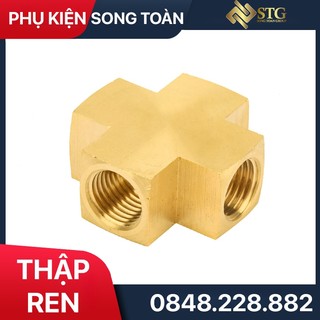 Thập ren trong đồng, đầu nối chữ thập 4 ngã ren trong đồng thau