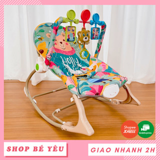 Ghế rung tự động cho bé 🌸 𝑭𝒓𝒆𝒆𝒔𝒉𝒊𝒑 🌸 Ghế rung bập bênh có nhạc đa năng cao cấp mẫu Gấu Holly