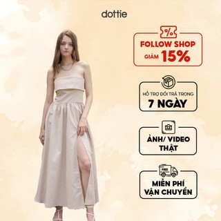DOTTIE - Đầm dài phối chi tiết - Beige - D0506