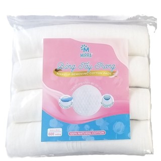 BÔNG TẨY TRANG MIRRA tròn chuỗi ngọc gói 600 miếng