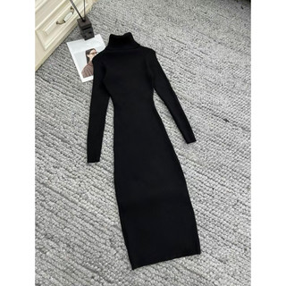 Đầm body len tăm cổ lọ dáng dài chất len qcccc