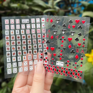 Sticker Lụa Nổi 5D | Bài Tây Mới 2025 | Hình Dán Móng Tay