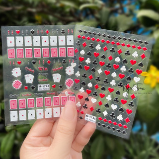 Sticker Lụa Nổi 5D | Bài Tây Mới 2025 | Hình Dán Móng Tay