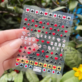 Sticker Lụa Nổi 5D | Bài Tây Mới 2025 | Hình Dán Móng Tay