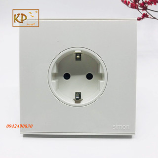 Ổ cắm schuko đơn 16A có tiếp địa lắp đế âm chuẩn vuông Simon E6 721687 hoặcSimon S6 581687