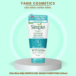 Sữa rửa mặt Simple Kiềm Dầu và Ngừa Mụn 150ml lành tính -Xanh Dương cho da dầu mụn nhạy cảm