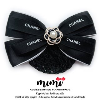  MiMi Kẹp búi lưới cao cấp   Kẹp tóc thời trang nữ họa tiết hoa trà phù hợp cho văn phòng, ngân hàng, trung niên