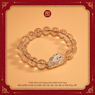 Tinh lâm vòng tay phong thủy đá thạch anh tóc bạch kim - charm bạc kim long