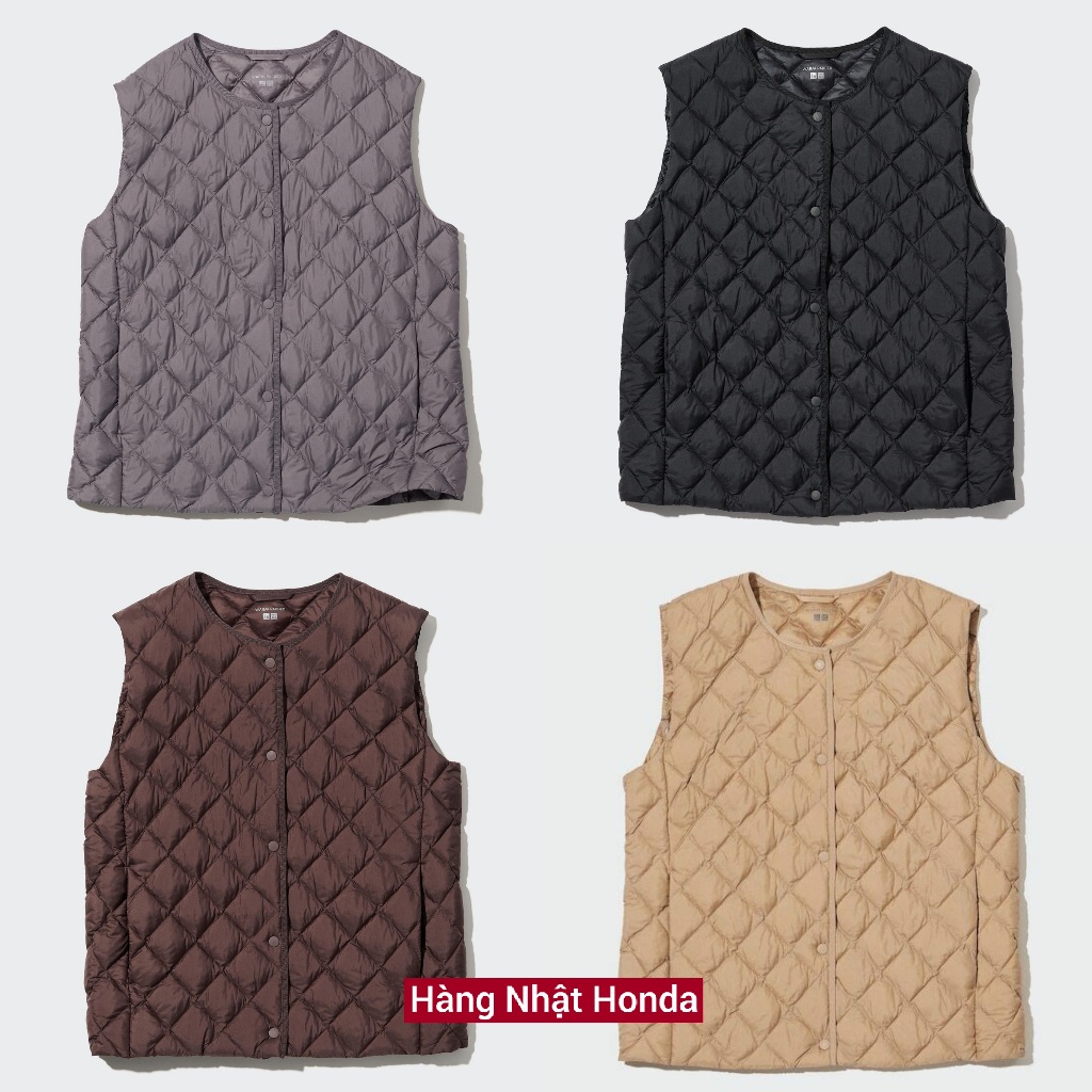 Áo Phao Gile Quả Trám Siêu Nhẹ Cổ Tròn Nữ - Tag Nhật