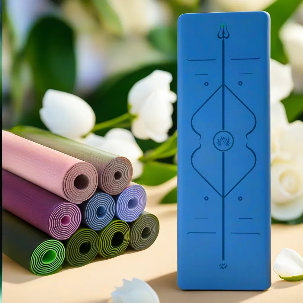 Thảm Yoga 8mm 2 Lớp Định Tuyến chống trơn trượt, bám sàn, thấm hút mồ hôi, đàn hồi tốt