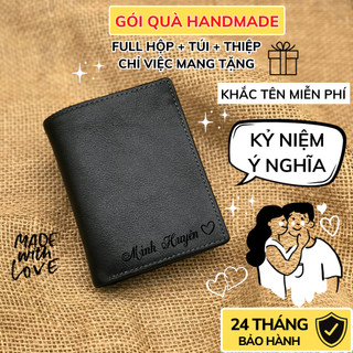 Ví nam khắc tên theo yêu cầu LIDAN, quà tặng handmade vintage cho bạn trai, người yêu LD23