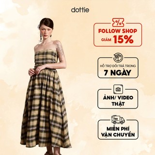 DOTTIE - Đầm ống midi cúp ngực tùng xòe - Vàng - D0546