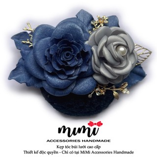  MiMi Kẹp búi lưới cao cấp   Kẹp tóc thời trang nữ hoa gấm nhiều mầu phù hợp cho văn phòng, ngân hàng, trung niên