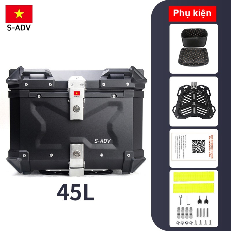 Thùng nhôm xe máy 45L S-ADV chính hãng 45L Aluminum top case SADV