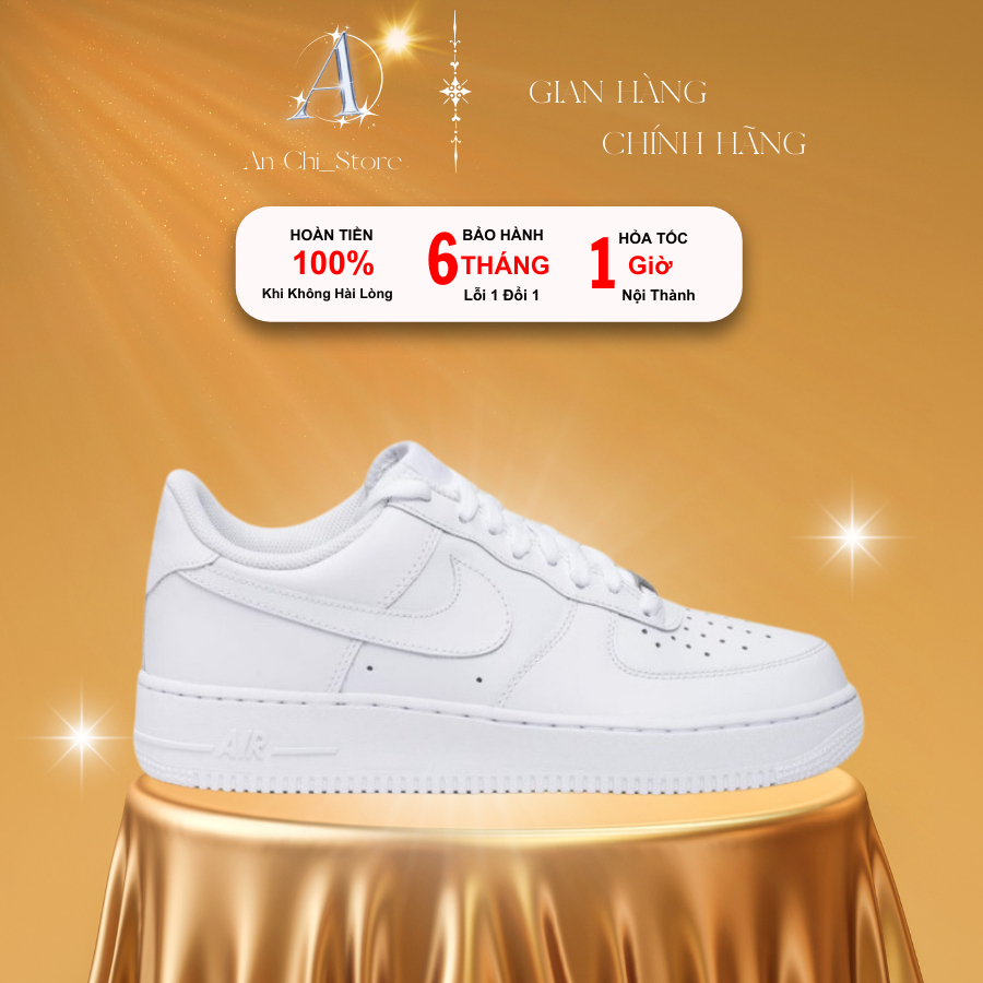 Giày AF1 full trắng nam nữ, giày thể thao trắng bản cao Cấp Trung full phụ kiện