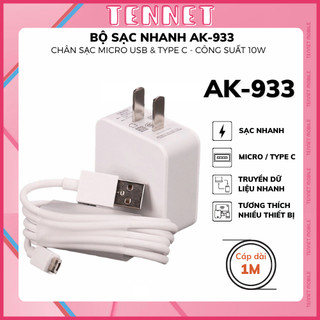Combo bộ củ cáp sạc nhanh oppo ak-933 micro usb/type c, dây dài 1 mét dành cho oppo/samsung/vivi/xiaomi/nokia