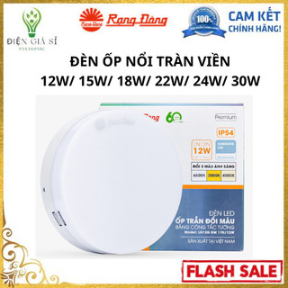Đèn ốp nổi tràn viền ln12n, , sáng trắng 6500k, chính hãng rạng đông