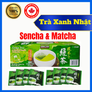 Trà xanh Kirkland Green Tea A Blend Of Sencha & Matcha - 100 túi lọc - Trà Nhật, trà xanh túi lọc, trà matcha, trà gói
