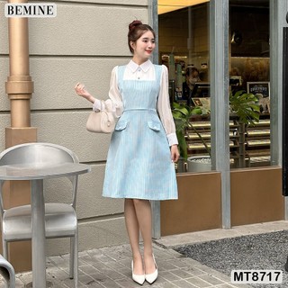 Đầm thiết kế tay dài cổ phối tùng chữ A BEMINE MT8717
