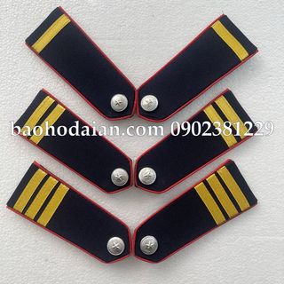 Cầu vai nền xanh đen, viền đỏ, gạch vàng sao bạc (1 cặp)