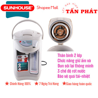 Bình thủy điện sunhouse 3.3 l shd1533 thân bình 2 lớp, giữ ấm tốt, không lo bị bỏng - bảo về quá tải nhiệt, an toàn