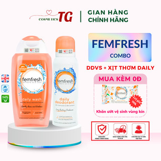 Dung dịch vệ sinh cao cấp femfresh 250ml + xịt thơm vùng kín femfresh 125ml làm sạch kháng khuẩn hàng ngày