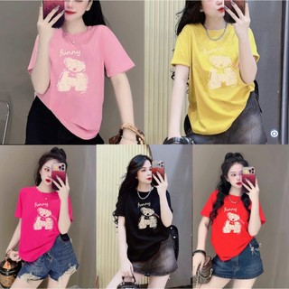 Áo Thun Thái Nữ MIYUNA Hình Gấu Dễ Thương Form Vừa Người