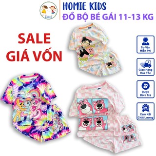 Đồ bộ cho bé gái 11-13 kg cao khoảng 90cm set quần đùi áo thun cộc tay trẻ em vải cotton in hoạt hình đẹp Homie Kids
