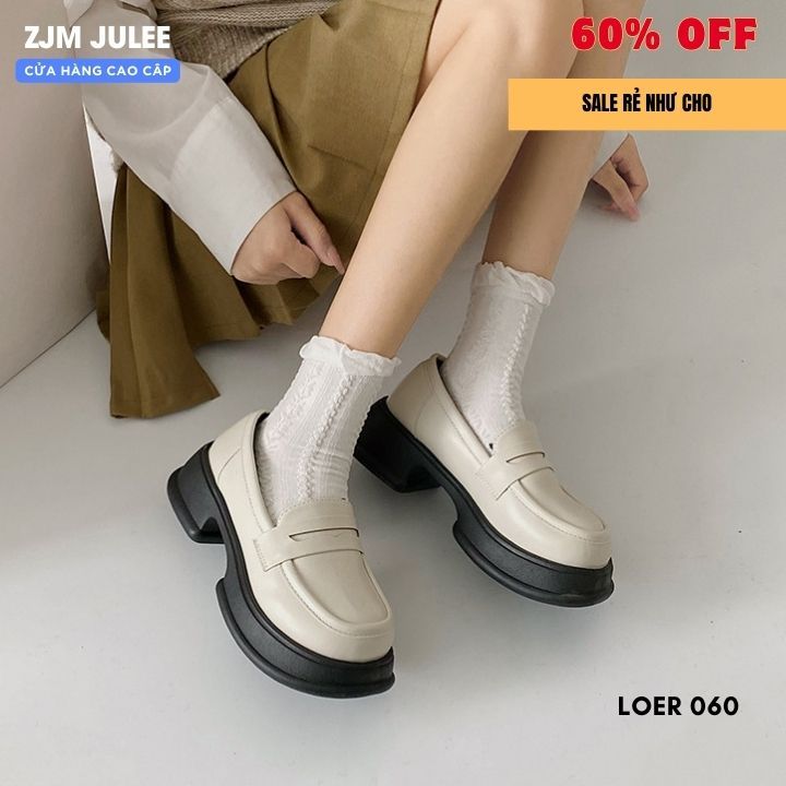 Giày Xuka nữ đế dày - giày da Oxford nữ phong cách Hàn Quốc - đính khuy thời trang