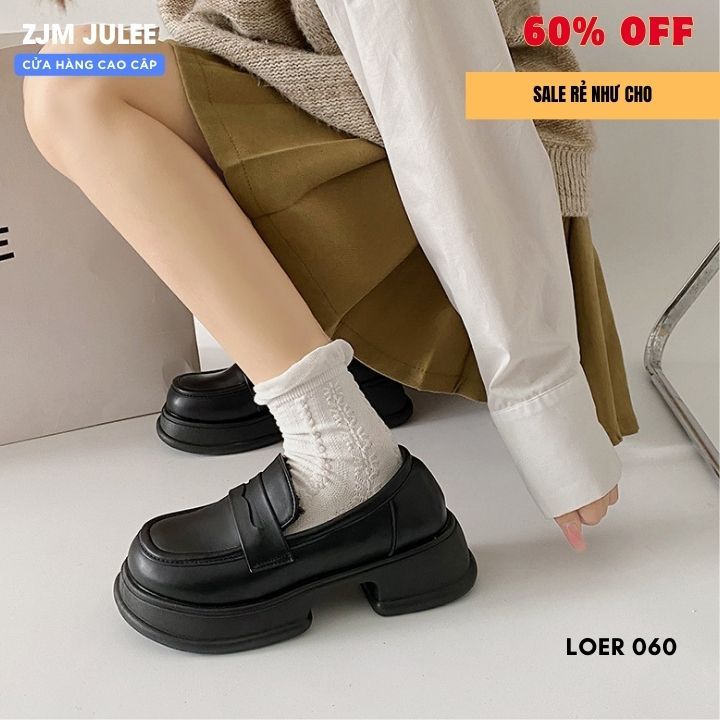 Giày Xuka nữ đế dày - giày da Oxford nữ phong cách Hàn Quốc - đính khuy thời trang