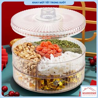  Khay đựng bánh kẹo để bàn ngày tết hộp mứt tết nhựa trong suốt xếp tầng hộp để bánh kẹo hướng dương 4 ngăn Việt Nhật 