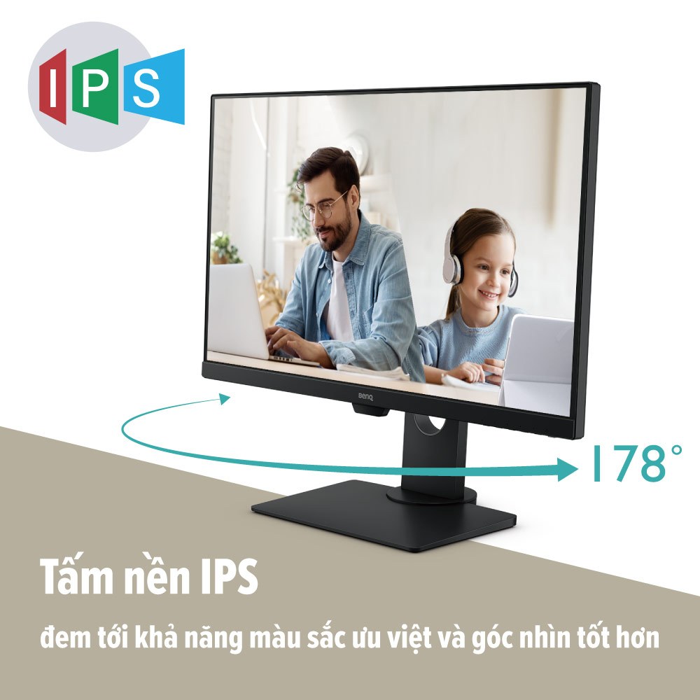 Màn hình máy tính BenQ GW2480T IPS 24" 1080P bảo vệ mắt chân đế chỉnh độ cao phù hợp làm việc văn phòng giải trí cá nhân | BigBuy360 - bigbuy360.vn
