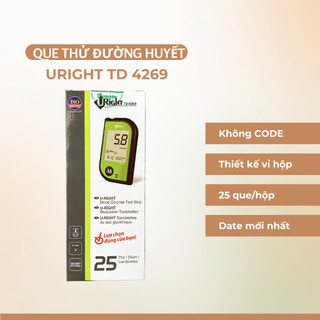 Que thử đường huyết uright td4269 hộp 25 que chính hãng dùng cho các máy td4265/4267/4269
