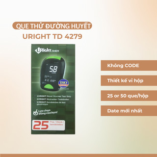 Que thử đường huyết URIGHT TD4279 hộp 25/50 que chính hãng (date mới nhất) dùng cho các máy TD4278/4279