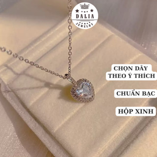 Dây chuyền bạc nữ trái tim đá trắng M6 mẫu hot 2024 DaLiA Jewelry vòng cổ hình trái tim nạm đá không gỉ dễ phối đồ