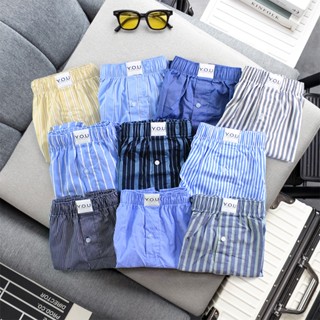 Quần Đùi Ngủ Nam Chất Vải Kate Cotton Mềm Mịn YOU Underwear Màu Sọc Và Trơn Size 40-90kg
