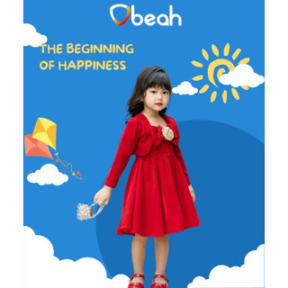 Sét Áo Váy bé gái thu đông Obeah, đầm nhung xinh kids cho bé đi chơi lễ tết size từ 3 đến 10 tuổi