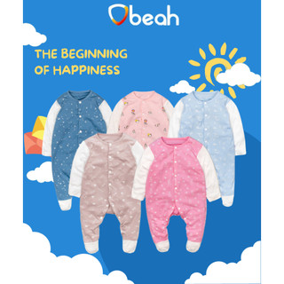 Bộ quần áo liền thân sơ sinh Obeah, bodysuit dài tay có tất chân, tất tay cho bé trai,bé gái, chất liệu bamboo co dãn 4c