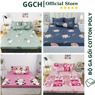 [RẺ VÔ ĐỊCH] Trọn Bộ 4 Món Ga Chun Vỏ Gối Poly Cotton Nhiều Mẫu (Chát để lựa thêm mẫu nhé ! ) Free ship 99k