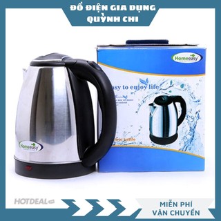 Ấm siêu tốc Inox Kettle 1.8 Lít đun nước cực nhanh công suất 1800W ấm điện gia dụng pha trà tự động ngắt khi sôi