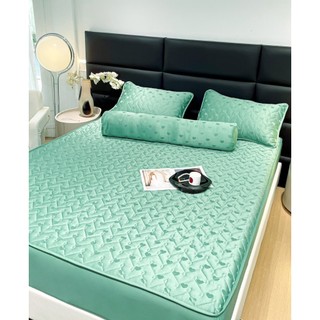 Bộ Ga Gối Phi Lụa Chần Bông Vân Tim, Drap Giường Phi Lụa, Sét 4 Món Ga Gối Kèm Vỏ Gối Ôm Phi Lụa Chần Bông Cao Cấp