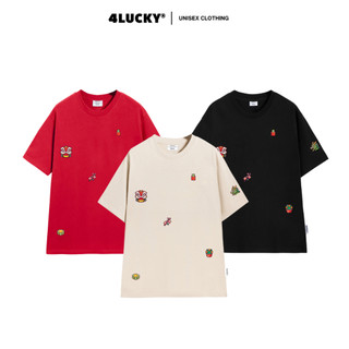Áo Tee tay lỡ unisex nam nữ Mini Dragon 4lucky 6077 -  Cotton oversize form rộng