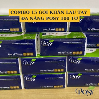 [MUA TẠI LIVE] COMBO 15 GÓI KHĂN LAU ĐA NĂNG POSY 100 TỜ 2 LỚP tặng 01 khăn rút Posy Lotus