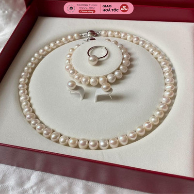 Bộ Trang Sức Ngọc Trai 4 Món 8ly Cơ Bản Dùng Dự Tiệc, Làm Quà Tặng - Ngọc Trai Trường Thịnh