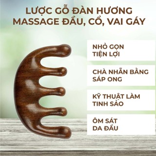 Lược gỗ massage đàn hương mát xa da đầu, gỡ rối tóc hiệu quả