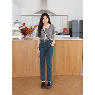 LIN CLOSET [QDL130] Quần jean BASIC ỐNG ĐỨNG PHỐI TÚI SAU LẠ MẮT