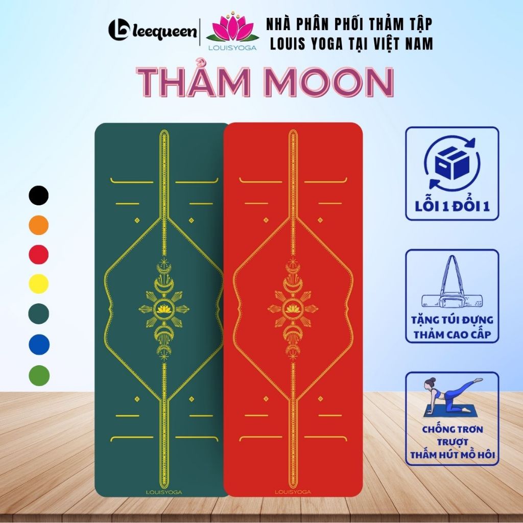 Thảm tập yoga cao su Louis Yoga phiên bản Moon dày 4.5mm định tuyến TẶNG TÚI ĐỰNG THẢM CAO CẤP