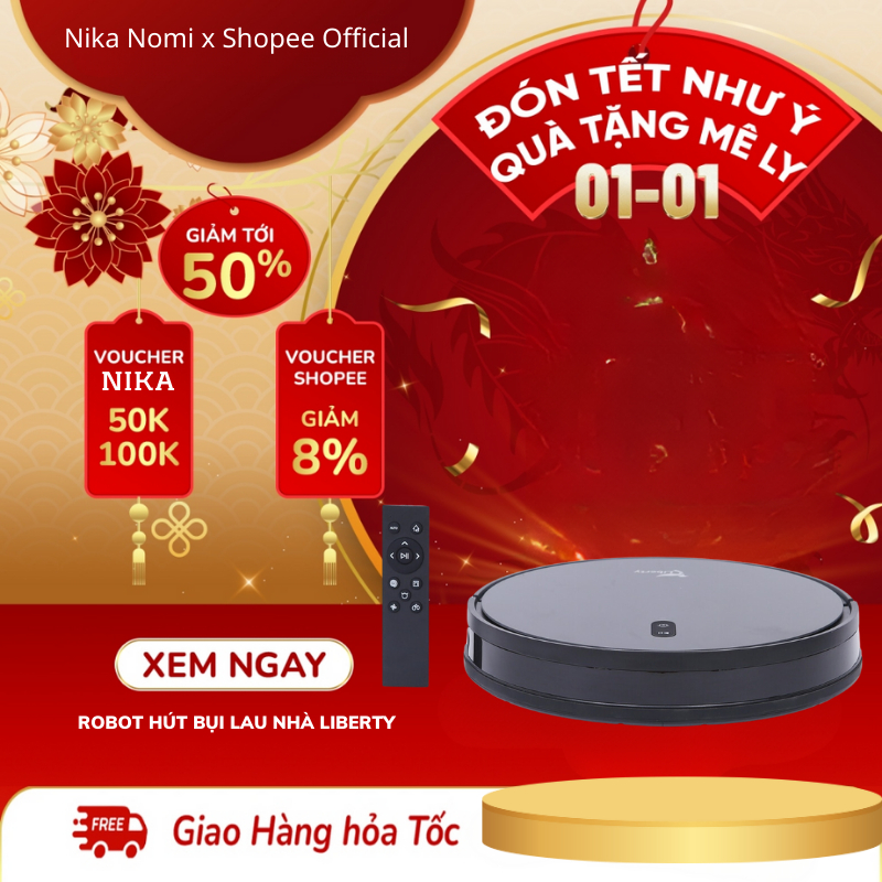 Robot hút bụi lau nhà Liberty T10 Ultra, Lực hút cực mạnh 3000 PA, bảo hành 12 tháng